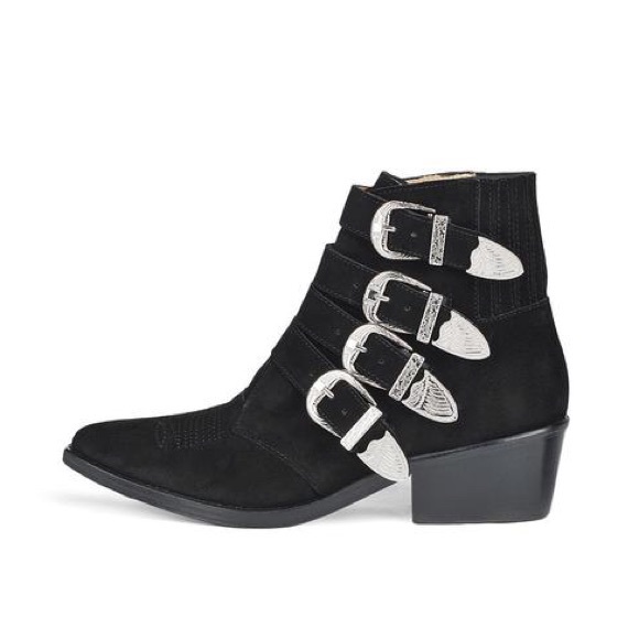 TOGA Pulla - Western Suede Buckled Boots in Black - Picture 2 of 11